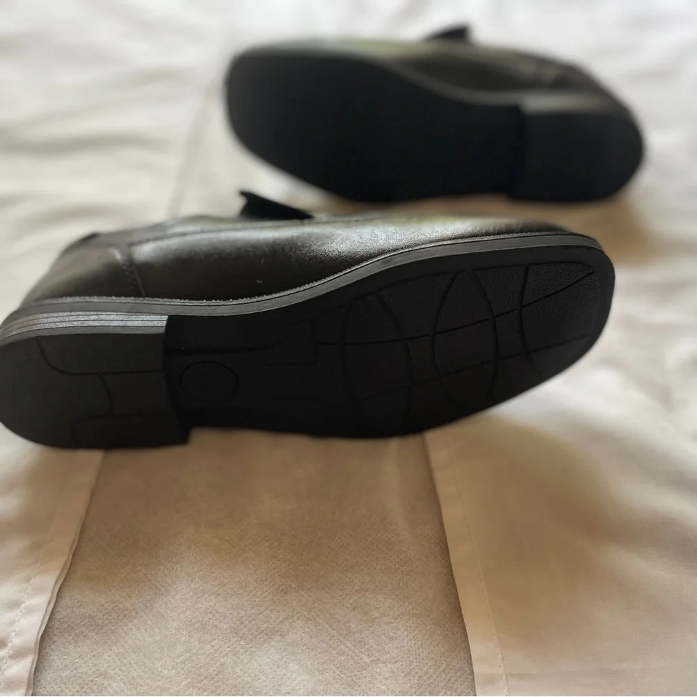 Wonder Nation Youth Size 5 Black Slip-On Dress Shoes Loafers School Uniform